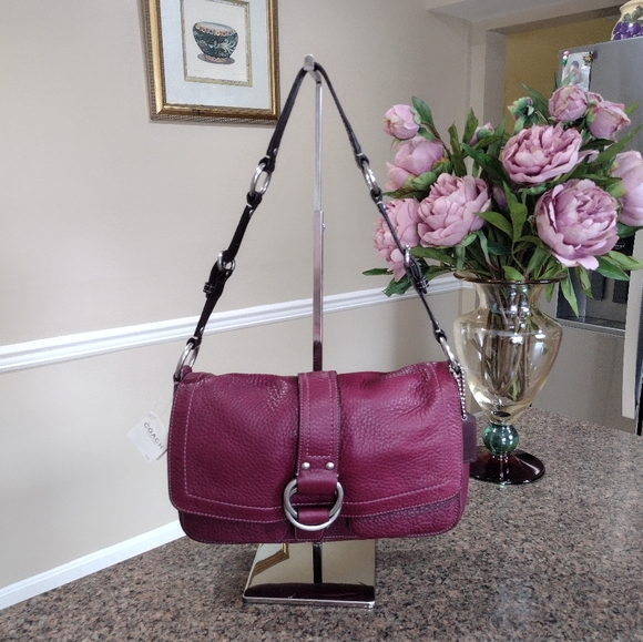 NWT Coach Chelsea Pebbled Leather Medium Shoulder Bag Purse Silver Hardw… - Picture 1 of 17